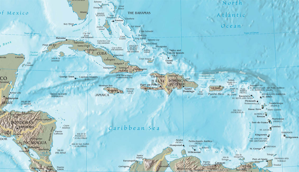 map of caribbean